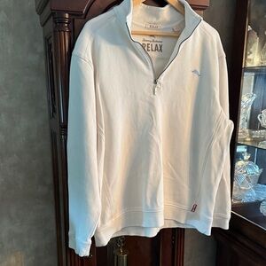 Tommy Bahama Men's Cream Zip-Up Sweater